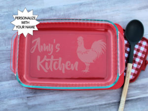 Monogrammed Chicken Lover Casserole dish